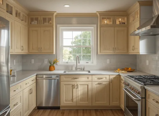 Kitchen cabinets before refinishing in Warminster, PA